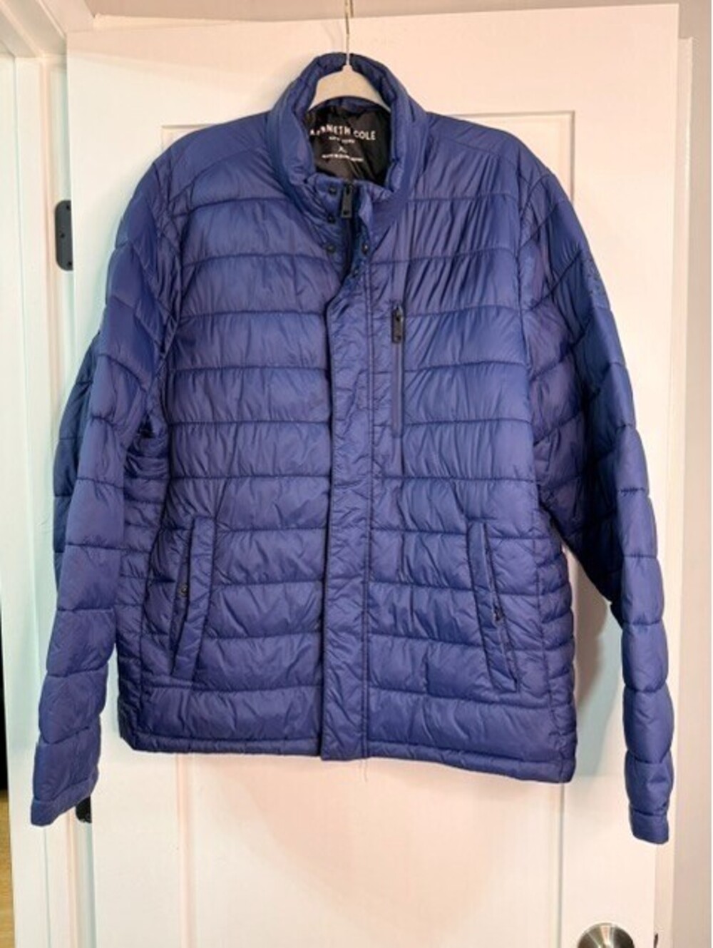 Kenneth Cole New York Puffer Jacket Men's XL Blue Quilted Full Zip Insulated
